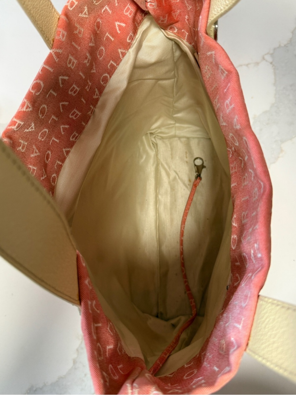 BVLGARI Bulgari Logomania Pink Canvas Tote with Cream Straps - Picture 12 of 15